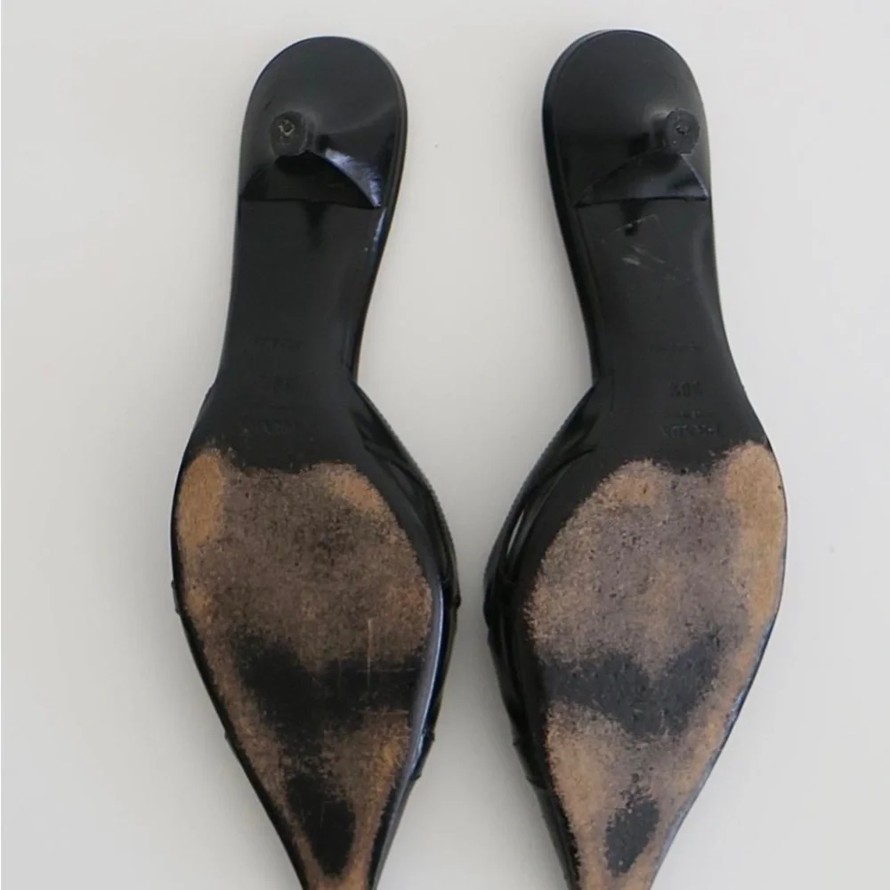 Vintage Prada Cutout Kitten Heel Mules - 38.5 - Picture 4 of 4